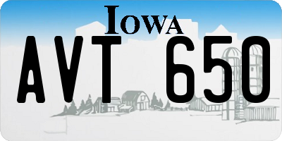 IA license plate AVT650