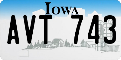 IA license plate AVT743