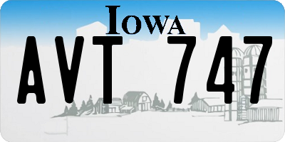IA license plate AVT747