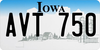 IA license plate AVT750