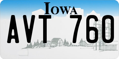 IA license plate AVT760