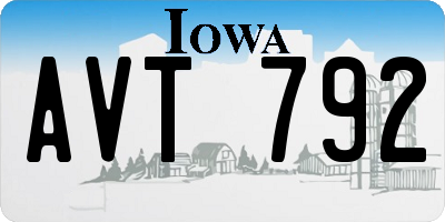 IA license plate AVT792