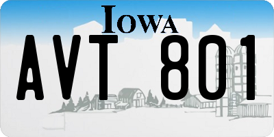 IA license plate AVT801
