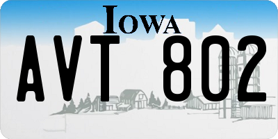 IA license plate AVT802