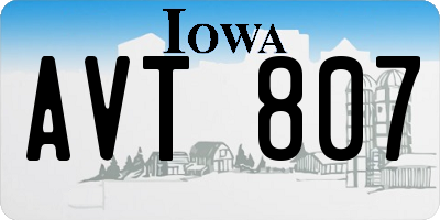 IA license plate AVT807