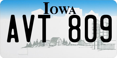 IA license plate AVT809