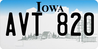 IA license plate AVT820