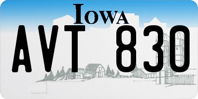 IA license plate AVT830