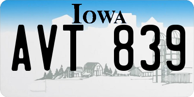 IA license plate AVT839