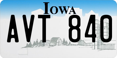 IA license plate AVT840