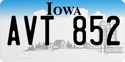 IA license plate AVT852