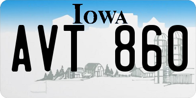 IA license plate AVT860