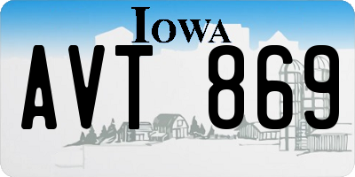 IA license plate AVT869