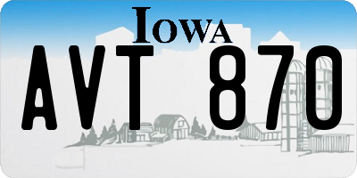 IA license plate AVT870