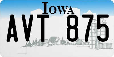 IA license plate AVT875