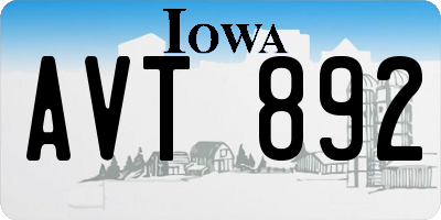 IA license plate AVT892