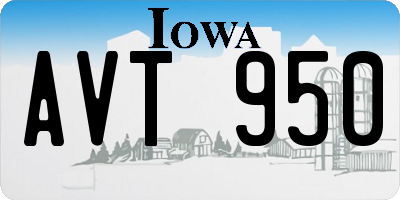 IA license plate AVT950