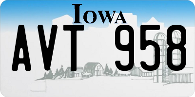 IA license plate AVT958