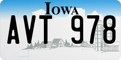 IA license plate AVT978