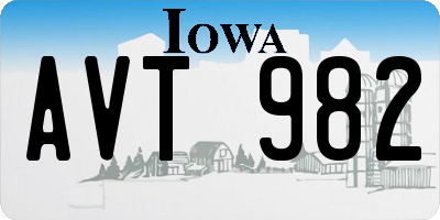IA license plate AVT982