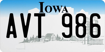 IA license plate AVT986