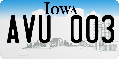 IA license plate AVU003