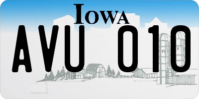 IA license plate AVU010