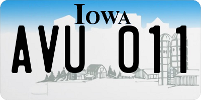 IA license plate AVU011