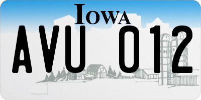 IA license plate AVU012