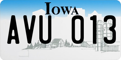 IA license plate AVU013