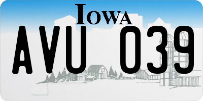 IA license plate AVU039