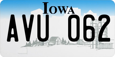 IA license plate AVU062