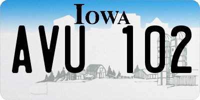IA license plate AVU102