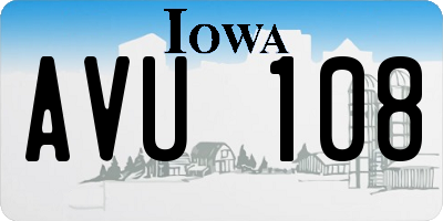 IA license plate AVU108
