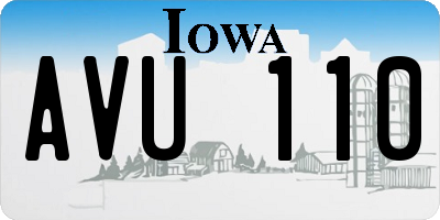 IA license plate AVU110