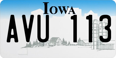IA license plate AVU113