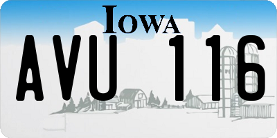 IA license plate AVU116