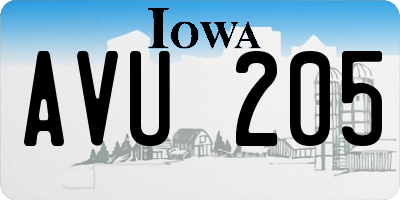 IA license plate AVU205