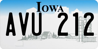 IA license plate AVU212