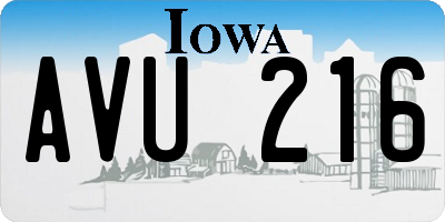 IA license plate AVU216