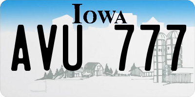 IA license plate AVU777