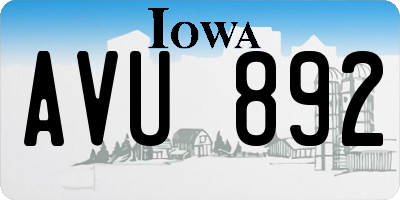 IA license plate AVU892
