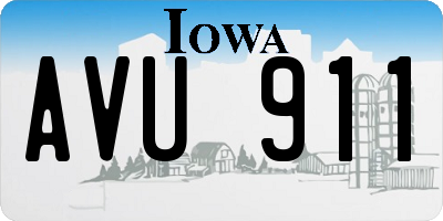 IA license plate AVU911