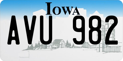 IA license plate AVU982
