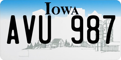 IA license plate AVU987