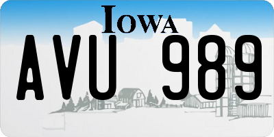 IA license plate AVU989