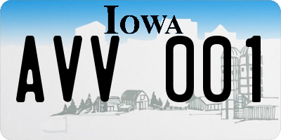 IA license plate AVV001