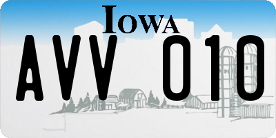 IA license plate AVV010