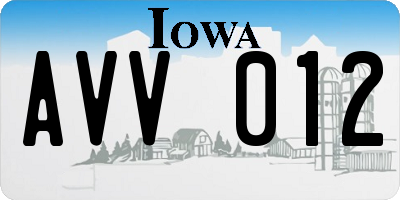 IA license plate AVV012