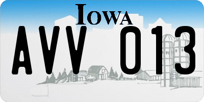 IA license plate AVV013